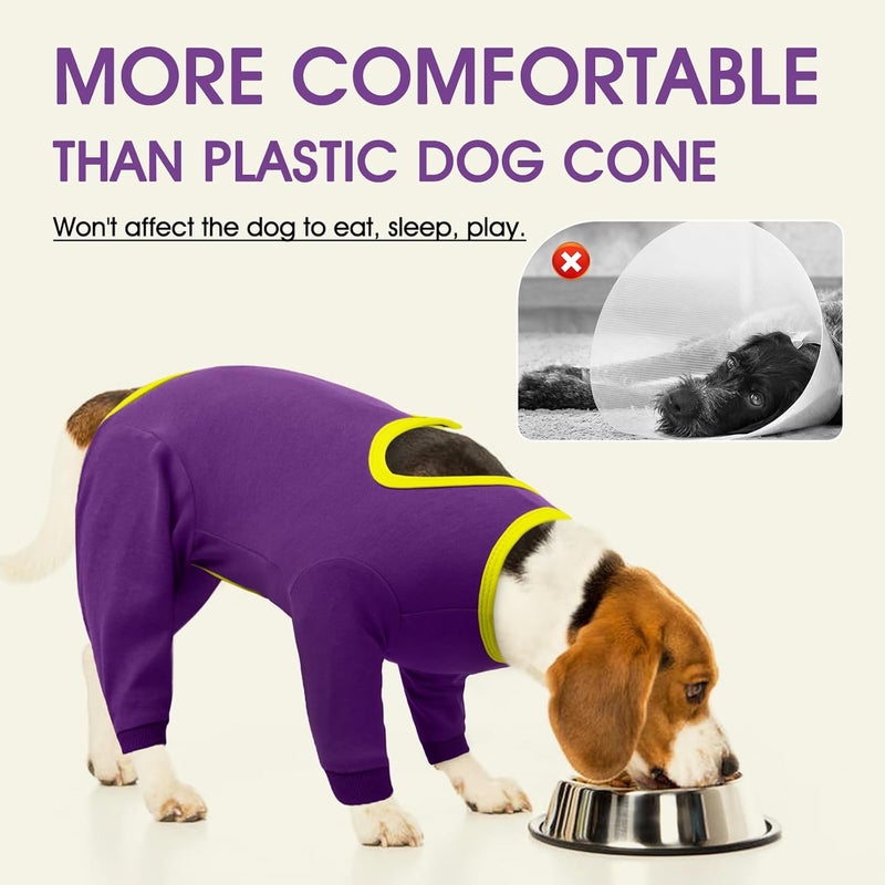 IDOMIK Dog Recovery Suit After Surgery,Long Sleeve Dog Surgical Onesie for Surgery,Soft Breathable Pet Pajamas Anti Shedding,Adjustable Bodysuit Prevent Licking Wound,Cone Collar Alternative,Purple,L - Image 4